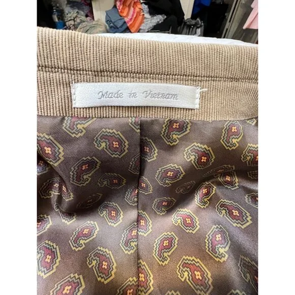 VTG Chaps Ralph Lauren Men's 44L Tan Corduroy Blazer Jacket Sport Coat Career - Picture 13 of 14